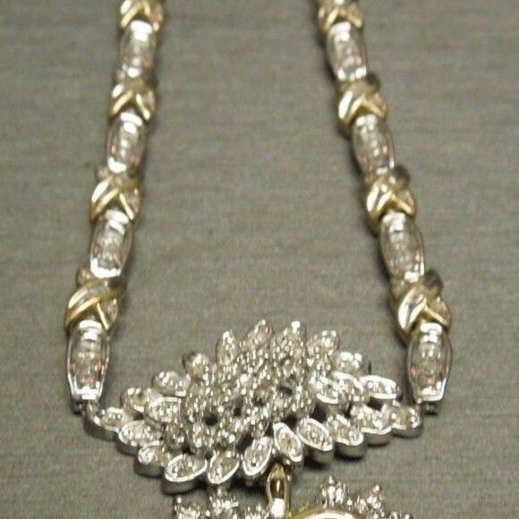 Vintage Estate C1980 10K 14K Gold 3.95TCW Diamond Heart Necklace 16" - Picture 3 of 8